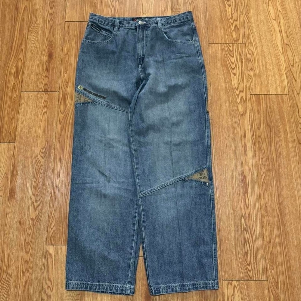 SouthPole Jeans Baggy Patchwork Y2K Skater Rare Denim Size‎ 34 34x31
